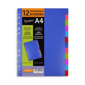 Separadores PP y PVC SEPARADORES SENFORT PP EXTRA GRUESO OPACO A4 12 Pestañas 11 taladros