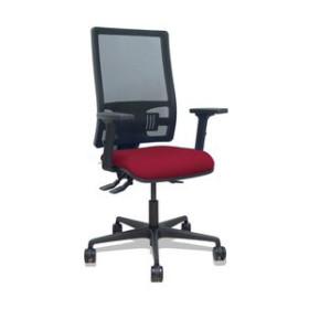 Sillas operativas de oficina SILLA PIQUERAS Y CRESPO BORMATE ASINCRO BRAZOS 2D RUEDAS 65 MM  MALLA NEGRO Y ASIENTO BALI GRANATE