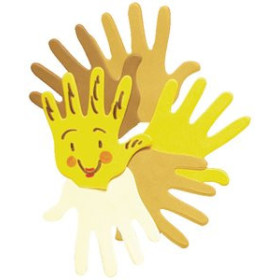 Láminas educativas y tablas periódicas SILUETAS MANOS ETNICAS NIEFENVER 4 RAZAS PACK de 10 MANOS DE CARTULINA 4 COLORES 9x9cm