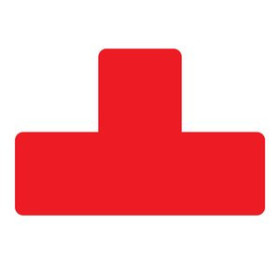 Señalización SIMBOLO ADHESIVO TARIFOLD FORMA "T" 150x50 mm. PARA SUELO ROJO BOLSA DE 10