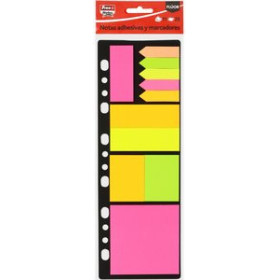 Notas adhesivas reposicionables TACO NOTAS + BANDERITAS FIXO NOTES FLUOR SURTIDOS PACK DE 11pz