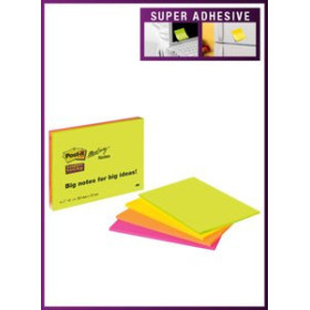 Notas adhesivas reposicionables TACO NOTAS POST-IT 3XL SUPER STICKY 203x152 COLORES NEON PACK de 4