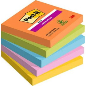 Notas adhesivas reposicionables TACO NOTAS POST-IT 654 SUPER STICKY 76x76 COLORES BOOST PACK DE 5