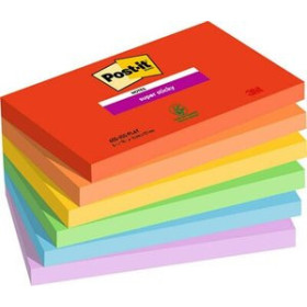 Notas adhesivas reposicionables TACO NOTAS POST-IT 655 SUPER STICKY 76x127 COLORES PLAYFUL PACK DE 6