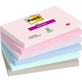 Notas adhesivas reposicionables TACO NOTAS POST-IT 655 SUPER STICKY 76x127 COLORES SOULFUL PACK DE 6