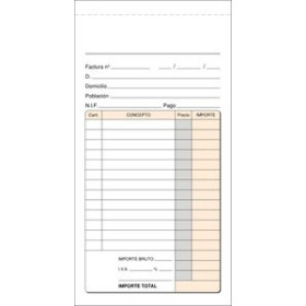 Talonarios castellano TALONARIO FACTURAS 3 DEL FOLIO NAT. DUPL. AUT. LOAN