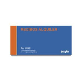 Talonarios castellano TALONARIO RECIBOS ALQUILER (IVA) 1/3 APAISADO DUPLICADO DOHE