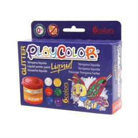 Témperas líquidas TEMPERA PLAYCOLOR LIQUID 40 ml (bote) GLITTER ESTUCHE de  6
