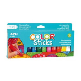Témperas sólidas TEMPERA SOLIDA APLI STICKS SURTIDO 10g ESTUCHE DE 12
