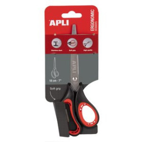 Tijeras TIJERAS APLI  18cm. ERGONOMICA ASIMETRICA en BLISTER