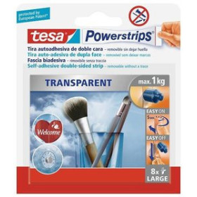 Cintas adhesivas doble cara TIRAS ADHESIVAS POWERSTRIPS LARGE TRANSPARENTES PACK DE 8