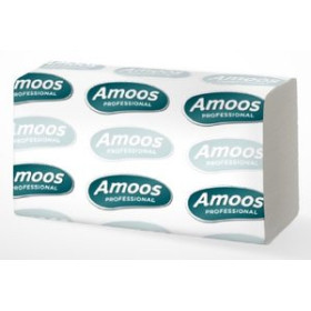 Celulosas TOALLA SECAMANOS AMOOS PROFESSIONAL PLEGADA ZIG-ZAG 2 CAPAS 21x25 cm. PAQUETE de 160 BLANCO