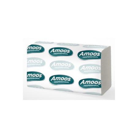 Celulosas TOALLA SECAMANOS AMOOS PROFESSIONAL PLEGADA ZIG-ZAG 2 CAPAS 21x25 cm. PAQUETE de 160 BLANCO