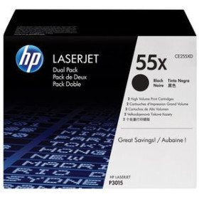 Originales laser TONER HP Nº 55X CE255XD LASERJET P3011/P3015  NEGRO 12.500 PÁG. (PACK 2 UD.)