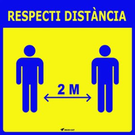 Señalización VINIL LAMINAT PER PARET O VIDRE 25x25 cm. "RESPECTI DISTANCIA"
