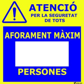 Señalización VINIL LAMINAT PER PARET O VIDRE 25x25 cm. ROTULABLE "AFORAMENT MAXIM"