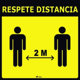 Señalización VINILO LAMINADO PARA PARED O CRISTAL 25x25 cm. "RESPETE DISTANCIA"