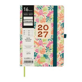 Agendas anuales AGENDA ANUAL (2026-27) FINOCAM 16 MESES CAPRI COSIDA tapa EXTRADURA S/V APAIS. F4 118x168 con GOMA JUNGLA