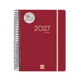 Agendas anuales AGENDA ANUAL (2026-27) FINOCAM 16 MESES INTERNACIONAL IKON ESPIRAL tapa PP D/P E10 155x212 con GOMA BURDEOS