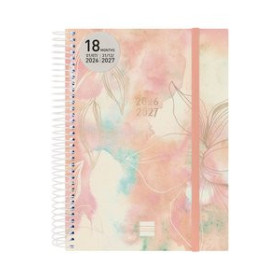 Agendas anuales AGENDA ANUAL (2026-27) FINOCAM 18 MESES INTERNACIONAL ESPIRAL tapa PP 2D/P E10 155x212 con GOMA PRETTY