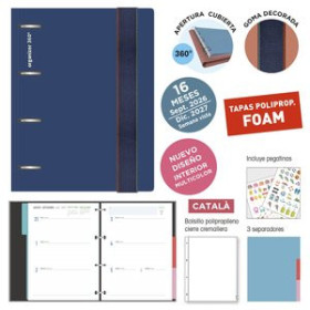 Agendas anuales AGENDA ANUAL (2026-27) SENFORT CATALAN 16 MESES IKI FOAM ANILLAS tapa PP con GOMA 180x220 S/V AZUL