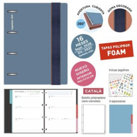 Agendas anuales AGENDA ANUAL (2026-27) SENFORT CATALAN 16 MESES IKI FOAM ANILLAS tapa PP con GOMA 180x220 S/V PLOMO