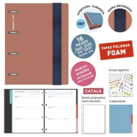 Agendas anuales AGENDA ANUAL (2026-27) SENFORT CATALAN 16 MESES IKI FOAM ANILLAS tapa PP con GOMA 180x220 S/V SIENA