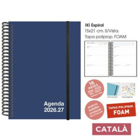 Agendas anuales AGENDA ANUAL (2026-27) SENFORT CATALAN 16 MESES IKI FOAM ESPIRAL tapa PP con GOMA 155x215 S/V AZUL