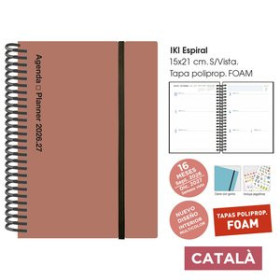 Agendas anuales AGENDA ANUAL (2026-27) SENFORT CATALAN 16 MESES IKI FOAM ESPIRAL tapa PP con GOMA 155x215 S/V SIENA