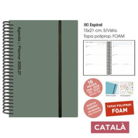 Agendas anuales AGENDA ANUAL (2026-27) SENFORT CATALAN 16 MESES IKI FOAM ESPIRAL tapa PP con GOMA 155x215 S/V VERDE