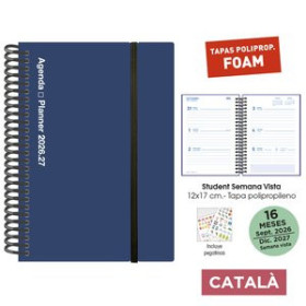 Agendas anuales AGENDA ANUAL (2026-27) SENFORT CATALAN 16 MESES STUDENT FOAM ESPIRAL tapa PP con GOMA 120x170 S/V AZUL