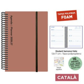 Agendas anuales AGENDA ANUAL (2026-27) SENFORT CATALAN 16 MESES STUDENT FOAM ESPIRAL tapa PP con GOMA 120x170 S/V SIENA