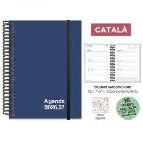Agendas anuales AGENDA ANUAL (2026-27) SENFORT CATALAN 16 MESES STUDENT UNICOLOR ESPIRAL tapa PP con GOMA 120x170 S/V AZUL