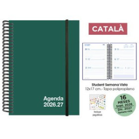 Agendas anuales AGENDA ANUAL (2026-27) SENFORT CATALAN 16 MESES STUDENT UNICOLOR ESPIRAL tapa PP con GOMA 120x170 S/V VERDE