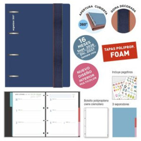 Agendas anuales AGENDA ANUAL (2026-27) SENFORT 16 MESES IKI FOAM ANILLAS tapa PP con GOMA 180x220 S/V AZUL