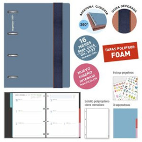 Agendas anuales AGENDA ANUAL (2026-27) SENFORT 16 MESES IKI FOAM ANILLAS tapa PP con GOMA 180x220 S/V PLOMO