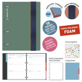 Agendas anuales AGENDA ANUAL (2026-27) SENFORT 16 MESES IKI FOAM ANILLAS tapa PP con GOMA 180x220 S/V VERDE
