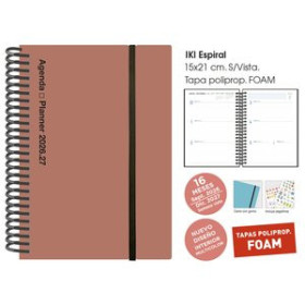 Agendas anuales AGENDA ANUAL (2026-27) SENFORT 16 MESES IKI FOAM ESPIRAL tapa PP con GOMA 155x215 S/V SIENA