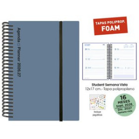 Agendas anuales AGENDA ANUAL (2026-27) SENFORT 16 MESES STUDENT FOAM ESPIRAL tapa PP con GOMA 120x170 S/V PLOMO