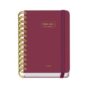 Agendas escolares AGENDA ESCOLAR (2026-27) DOHE PREMIUM WIRE-O tapa EXTRA A6 D/P con GOMA BURDEOS