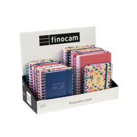 Agendas anuales AGENDA ESCOLAR (2026-27) FINOCAM CATALAN COSMO WIRE-O tapa EXTRA con GOMA ASSORTIMENT EXPOSITOR de 20