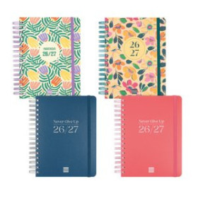 Agendas anuales AGENDA ESCOLAR (2026-27) FINOCAM CATALAN COSMO WIRE-O tapa EXTRA D/P 4º 155x212 con GOMA ASSORTIMENT PACK de 4