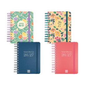 Agendas anuales AGENDA ESCOLAR (2026-27) FINOCAM CATALAN COSMO WIRE-O tapa EXTRA D/P 8º 120x169 con GOMA ASSORTIMENT PACK de 4