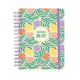 Agendas anuales AGENDA ESCOLAR (2026-27) FINOCAM CATALAN COSMO WIRE-O tapa EXTRADURA D/P 4º 155x212 con GOMA GARDEN