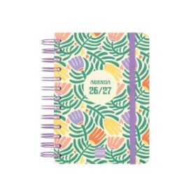Agendas anuales AGENDA ESCOLAR (2026-27) FINOCAM CATALAN COSMO WIRE-O tapa EXTRADURA D/P 8º 120x169 con GOMA GARDEN