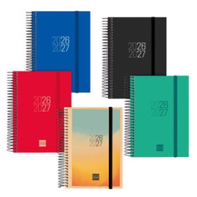 Agendas anuales AGENDA ESCOLAR (2026-27) FINOCAM CATALAN ESPIR ESPIRAL tapa PP D/P E8 120x171 con GOMA ASSORTIMENT PACK DE 9