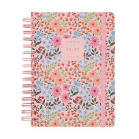 Agendas anuales AGENDA ESCOLAR (2026-27) FINOCAM CATALAN TRENDY MONIQUILLA WIRE-O tapa EXTRADURA D/P E10 155x212 con GOMA ROSA