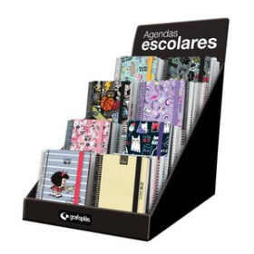 Agendas escolares AGENDA ESCOLAR (2026-27) GRAFOPLAS ESPIRAL tapa EXTRA con GOMA A6 D/P SURTIDO EXPOSITOR DE 60