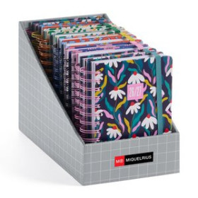 Agendas escolares AGENDA ESCOLAR (2026-27) MIQUELRIUS ACADEMY WIRE-O tapa EXTRA con GOMA ACTIVA SURTIDO EXPOSITOR DE 12