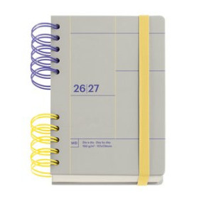 Agendas escolares AGENDA ESCOLAR (2026-27) MIQUELRIUS BACK TO BASICS WIRE-O tapa EXTRA con GOMA ACTIVA 8º 126x178 D/P GRIS